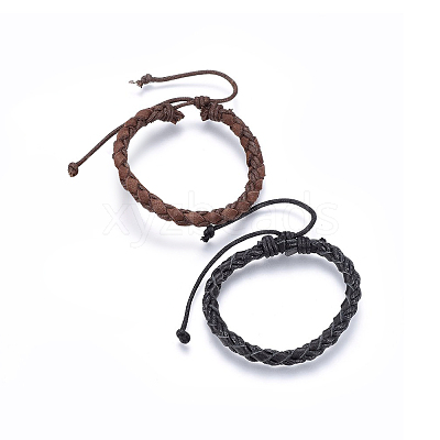 Braided Leather Cord Bracelets BJEW-F347-10-1