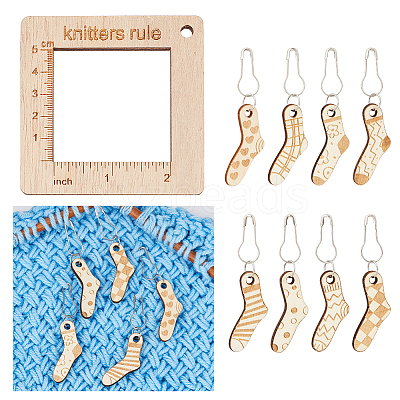 Alloy and  Wooden Sweater Knitting tool AJEW-WH0472-20I-1