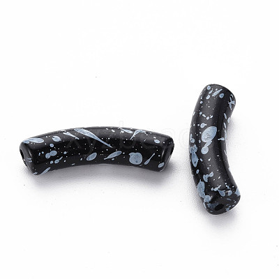 Opaque Spray Painted Acrylic Beads MACR-S372-002F-B01-1