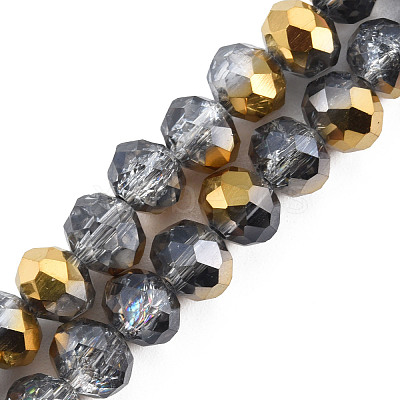 Transparent Crackle Electroplate Glass Beads Strands EGLA-T008-028-B02-1