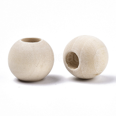 Natural Unfinished Wood Beads WOOD-Q038-15mm-1