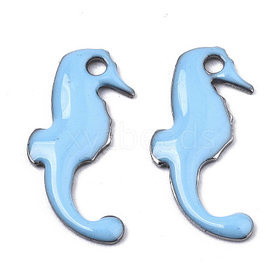 201 Stainless Steel Enamel Charms STAS-N088-17G-1