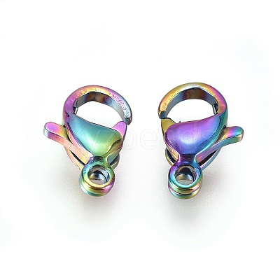 Ion Plating(IP) 304 Stainless Steel Lobster Claw Clasps STAS-H353-F-02M-1