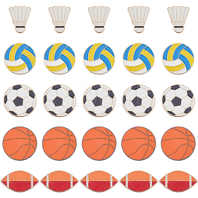 25Pcs 5 Styles Sport Enamel Broochs JEWB-FH0002-70-1