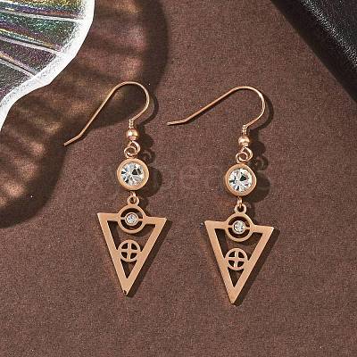 304 Stainless Steel Triangle Dangle Earrings EJEW-Z129-20RG-1