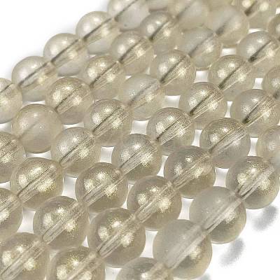 Frosted Transparent Glass Bead Strands X1-GLAA-P065-8mm-01-1