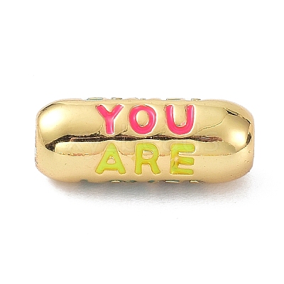 Eco-Friendly Brass Enamel Beads KK-C220-06G-01-1