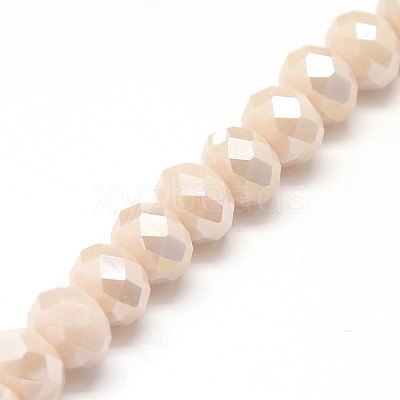 Electroplate Opaque Solid Color Crystal Glass Rondelle Beads Strands EGLA-F047A-13AB-1