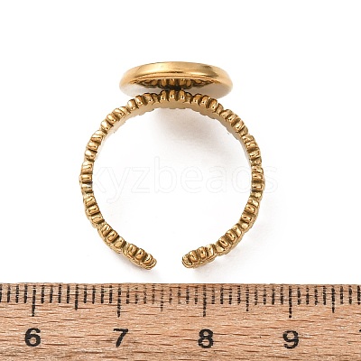 Flower 304 Stainless Steel Cuff Ring Components STAS-P454-05C-G-1