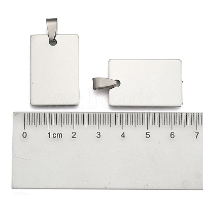 Non-Tarnish 201 Stainless Steel Rectangle Mirror Polished Finish Stamping Blank Tag Pendants LS-STAS-S030-01-1