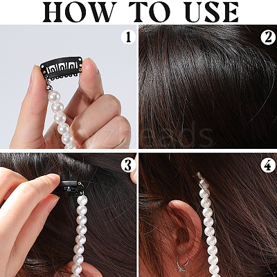 4Pcs 4 Styles Plastic Pearl with Iron Hair Clips OHAR-GF0001-36-1