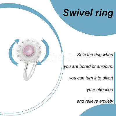 8Pcs 8 Style Flower & Butterfly & Diamond Rhinestone Rotating Open Cuff Rings Set with Glass RJEW-AN0001-12-1