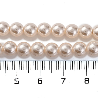 Baking Paint Pearlized Glass Pearl Round Bead Strands PEAR-H019-02B-02-1