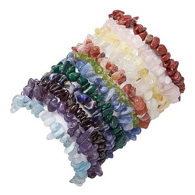 12Pcs 12 Styles Constellations Guardian Gemstone Stretch Bracelets BJEW-JB11147-1