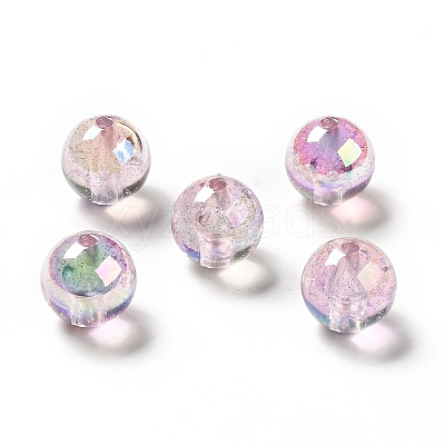 UV Plating Transparent Rainbow Iridescent Acrylic Beads OACR-D010-01D-1