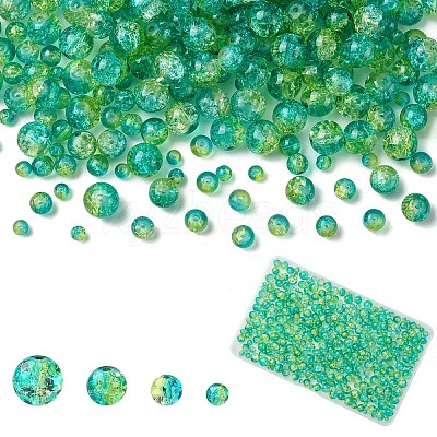 400Pcs 4 Styles Spray Painted Crackle Glass Beads CCG-YW0001-20G-1