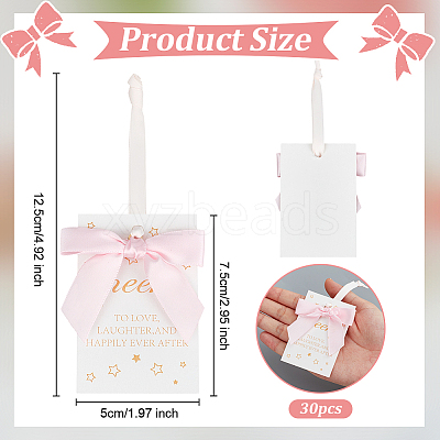 30Pcs Polyester Bowknot & Paper Card Pendant Decoration HJEW-OC00028-02-1