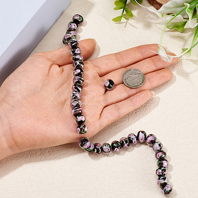 1 Strand Handmade Lampwork Inner Flower Rondelle Beads Strands LAMP-TA0002-72A-1
