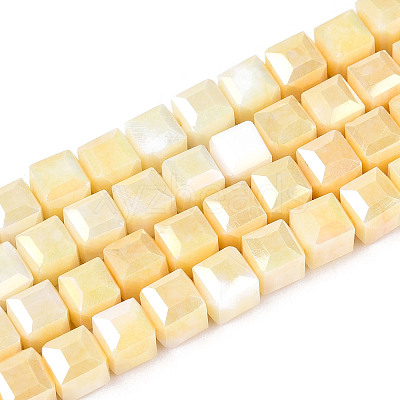 Anti-Tarnish Electroplate Glass Beads Strands GLAA-T025-6mm-10I-1