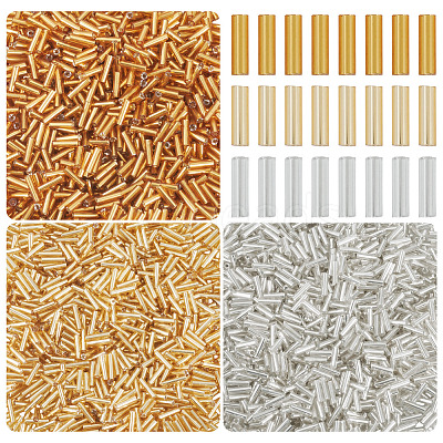 3300Pcs 3 Colors Plated Glass Bugle Beads SEED-TA0001-56-1