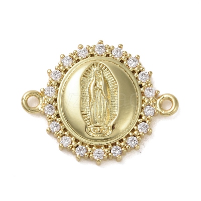 Religion Brass Micro Pave Clear Cubic Zirconia Connector Charms KK-H466-10G-02-1