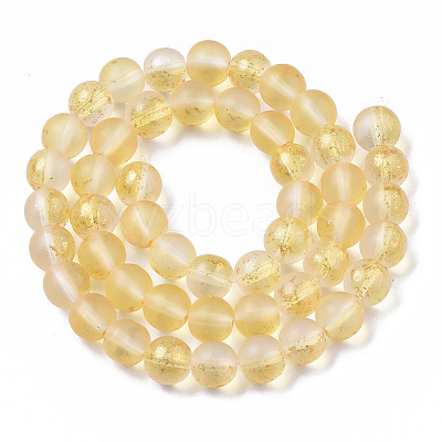 Frosted Spray Painted Glass Beads Strands X-GLAA-N035-03C-C08-1