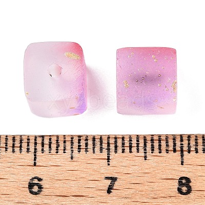 Frosted Glass Beads with Golden Glitter Powder LS-DGLA-NH001-8mm-01J-1