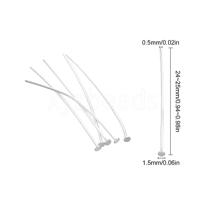 40Pcs 925 Sterling Silver Flat Head Pins STER-SC0001-08-1