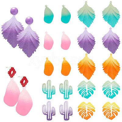 20Pcs 10 Style Spray Painted Iron Pendants IFIN-PH0001-92-1