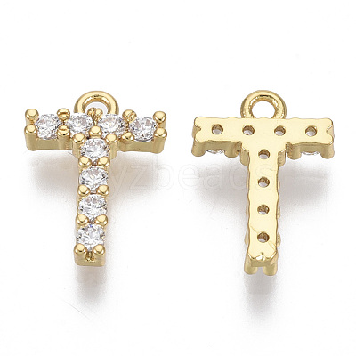 Brass Micro Pave Cubic Zirconia Charms KK-T060-05-T-G-NF-1