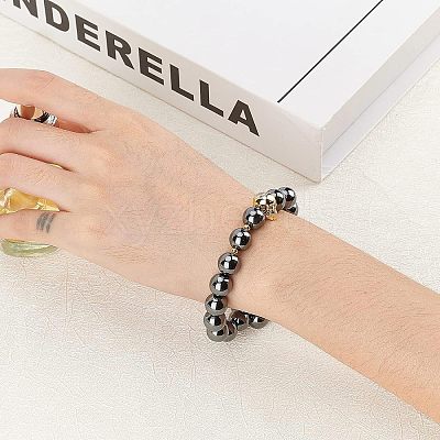 Non-magnetic Synthetic Hematite Beads Strands G-OC0001-65-10mm-1