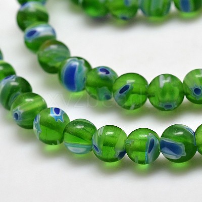 Round Millefiori Glass Beads Strands LK-P001-09-1