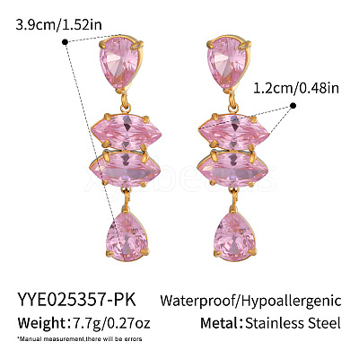 304 Stainless Steel Dangle Stud Earrings CT6883-7-1