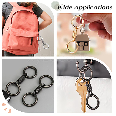 12Pcs 3 Colors Nordic Retro Zinc Alloy Double Spring Ring Clasps FIND-SC0012-87A-1