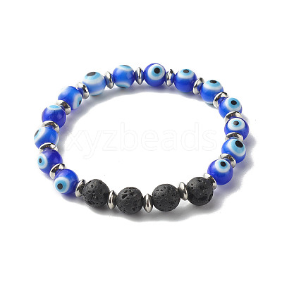 Evil Eye Handmade Lampwork Stretch Bracelets Set BJEW-JB06790-1