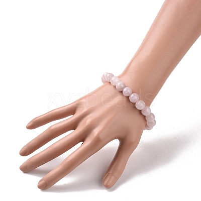 Natural Rose Quartz Bead Stretch Bracelets BJEW-K212-C-045-1