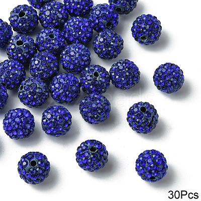 30Pcs Pave Disco Ball Beads RB-YW0001-25B-1