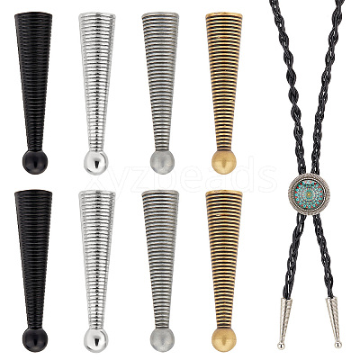 8Pcs 4 Colors Alloy Bolo Tie Replacement Cord End FIND-PH0018-04-1