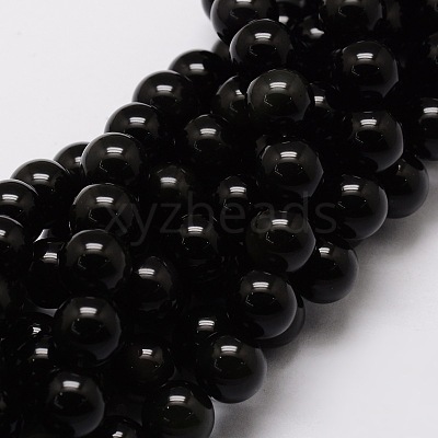 Natural Obsidian Beads Strands X-G-E329-8mm-37-1