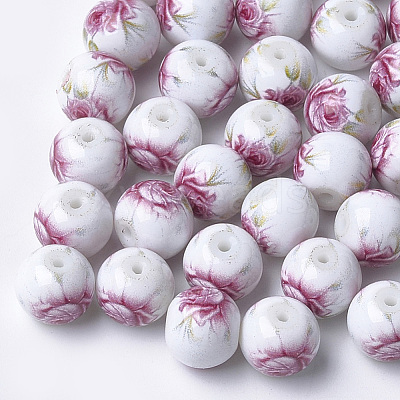 Printed & Spray Painted Glass Beads GLAA-S047-02B-07-1