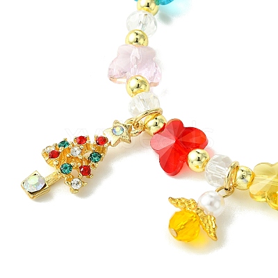 Transparent Glass Butterfly & Imitation Pearl Beaded Stretch Bracelets BJEW-JB10727-1