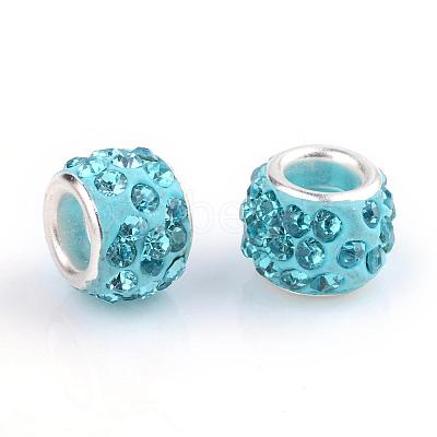 Polymer Clay Rhinestone European Beads CPDL-T001-04-1