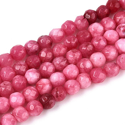 Dyed Natural White Jade Beads Strands X-G-T139-4mm-60-08-1