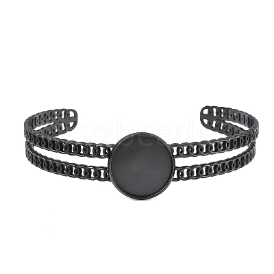 304 Stainless Steel Blank Cuff Bangle Bases with Flat Round Tray SA-CBA82C8-05A-EB-1