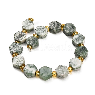 Natural Green Spot Jasper Beads Strands G-F833-B05-01-1