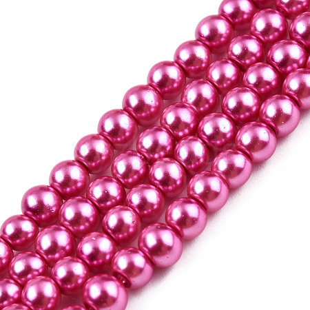 Baking Painted Pearlized Glass Pearl Round Bead Strands X-HY-Q003-6mm-10-1