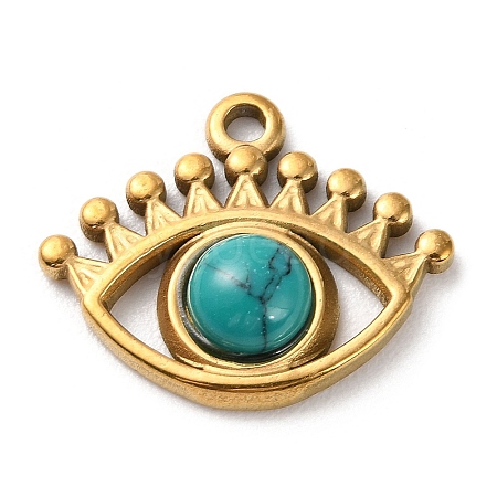 Natural Turquoise Dyed Eye Pendants STAS-Q249-01G-08-1