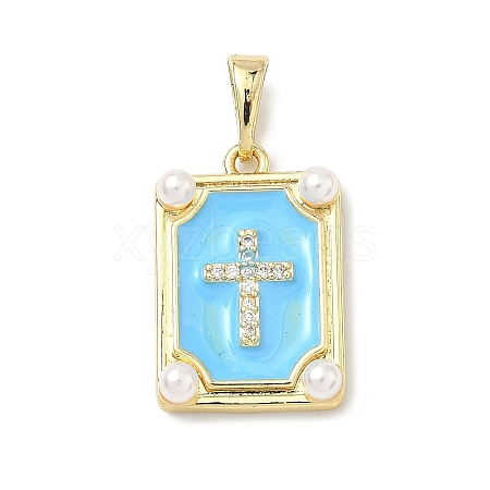 Brass Micro Pave Cubic Zirconia Pendants KK-H255-07G-02-1