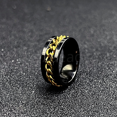 304 Stainless Steel Rotatable Chain Finger Rings for Men FS-WG60CA3-55-1