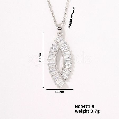 Fashionable and Elegant Brass Pave Clear Cubic Zirconia Horse Eye Pendant Necklaces for Women LE2728-3-1